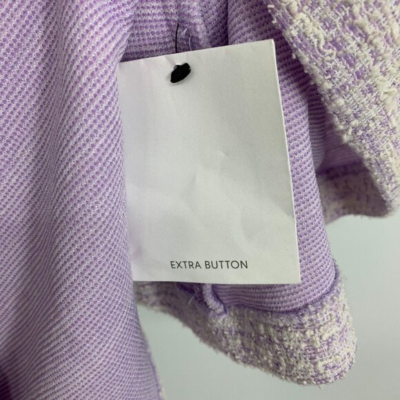 Calvin Klein Dress Purple Tweed Faux Wrap Button Short Sleeve NWT - Picture 13 of 14